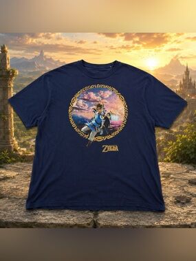 Legend of Zelda Link Nintendo Graphic Tee Navy Blue XXL